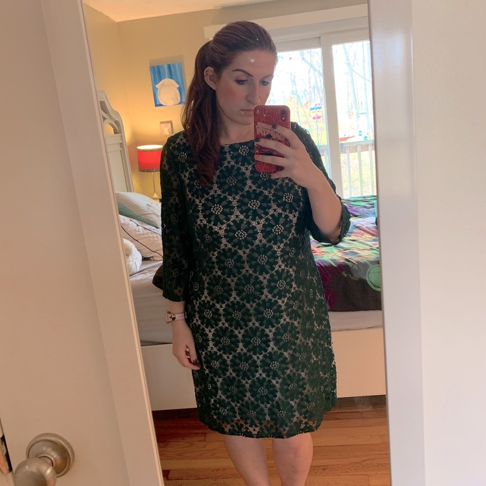 Three quarter sleeve floral midi dress